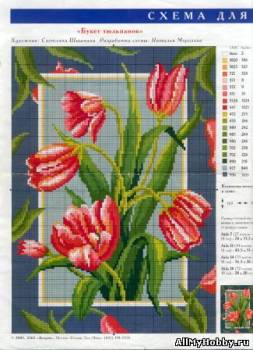 Схема вышивки "Букет тюльпанов"