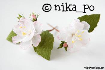 Фото мастер-класс: Цветы яблони из креповой бумаги