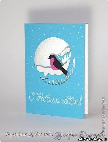 Новогодняя открытка Снегирь