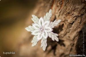 DIY: Snowflake Kanzashi / Снежинка на шпильке