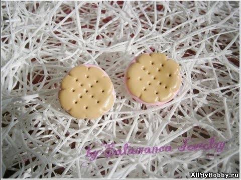 Серьги - печеньки из полимерной глины / Earrings - cookies from polymer clay