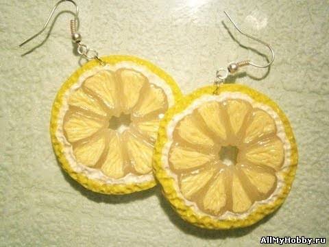 Серьги лимоны из полимерной глины / Lemons earrings from polymer clay