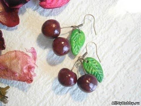 Серьги Вишенки из полимерной глины / Cherry earrings from polymer clay