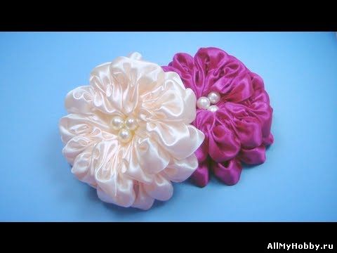 Мастер-класс: Пышный цветок из атласной ленты / Satin Ribbon Flower DIY /Tutorial
