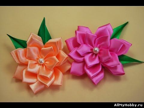Цветок из атласной ленты. Мастер-класс./ DIY Satin Ribbon Flower / Kanzashi Flower Tutorial