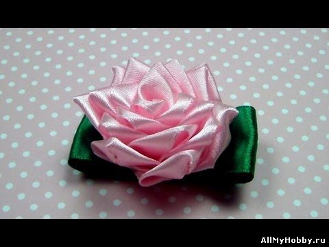 * Роза Канзаши из Атласной Ленты * Мастер-класс. / Ribbon Rose, Kanzashi Flower Tutorial DIY