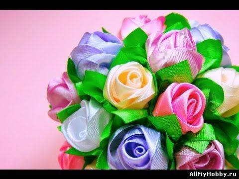 Бутоны Роз в Букет-Шар *Мастер-класс* / DIY Ribbon Rose, Bud Roses, Bouquet-Ball / Tutorial