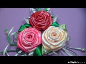 Роза из атласной ленты. Мастер-класс / ribbon rose DIY