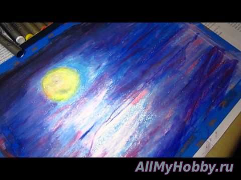 Видео мастер-класс: Рисование Painting oil pastel, sunset over bridge,