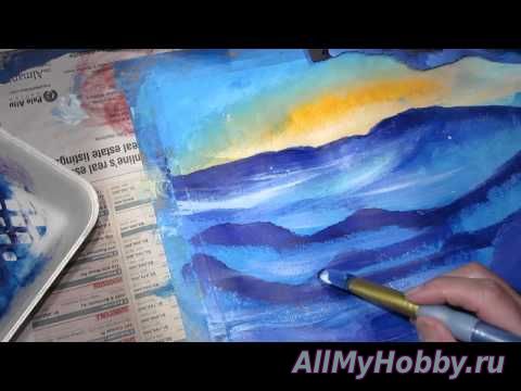 Видео мастер-класс: Рисование ClassPlan - acrylic blue and green mountains asmr