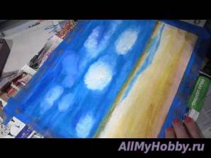 Видео мастер-класс: Рисование Oil pastel - under the blue sky asmr