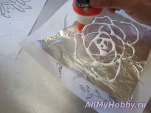 Видео мастер-класс: Рисование ClassPlan - dried liquid glue on alumnimium foil 01