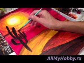 Видео мастер-класс: Рисование Desert sunset - acrylic on canvas