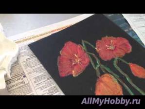 Видео мастер-класс: Рисование ClassPlan - oil pastel poppies on black card stock