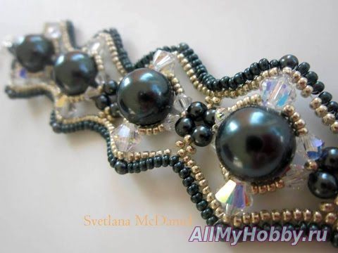 Видео мастер-класс: Beaded Bracelet Tahitian Swarovski pearl crystals seed beads Браслет бисер и жемчуг - YouTube