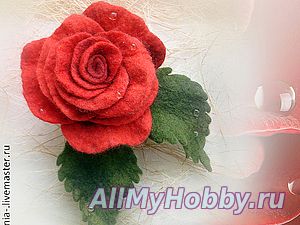 Роза из шерсти цельноваляная