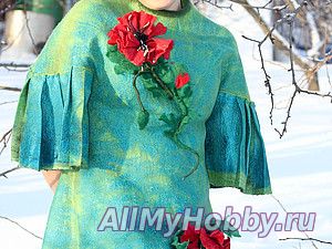 МК по созданию валяного платья "Зеленая нимфа" из коллекции "Маковое поле"