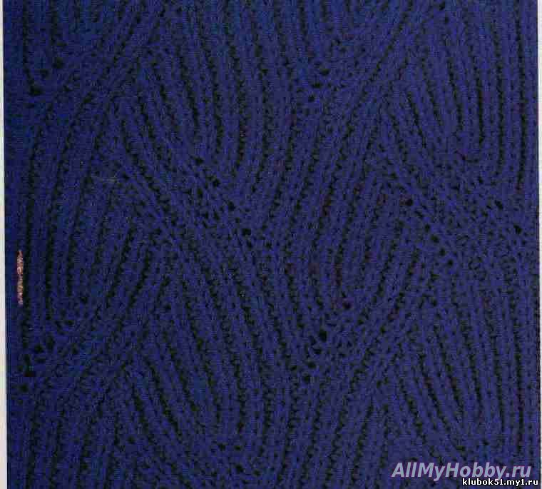 Схема для вязания спицами №613. Патентная резинка с ажуром.